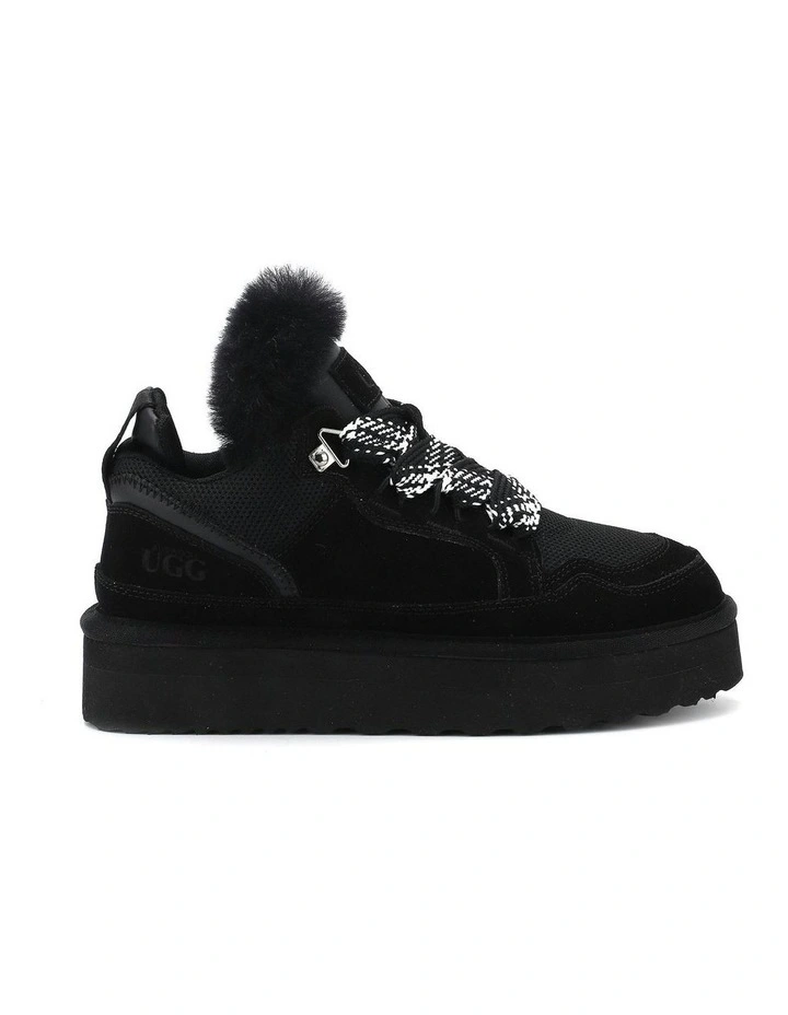 Urban Chic Sheepskin Wool Lace-Up Sneakers in Black image 6