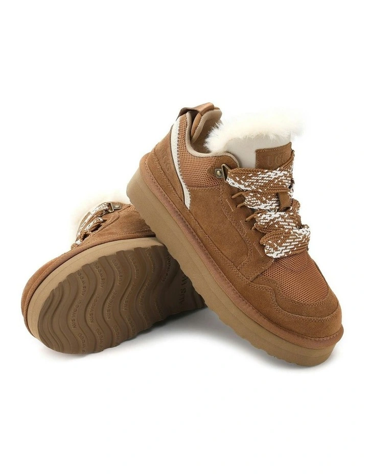 Urban Chic Sheepskin Wool Lace-Up Sneakers in Brown image 4