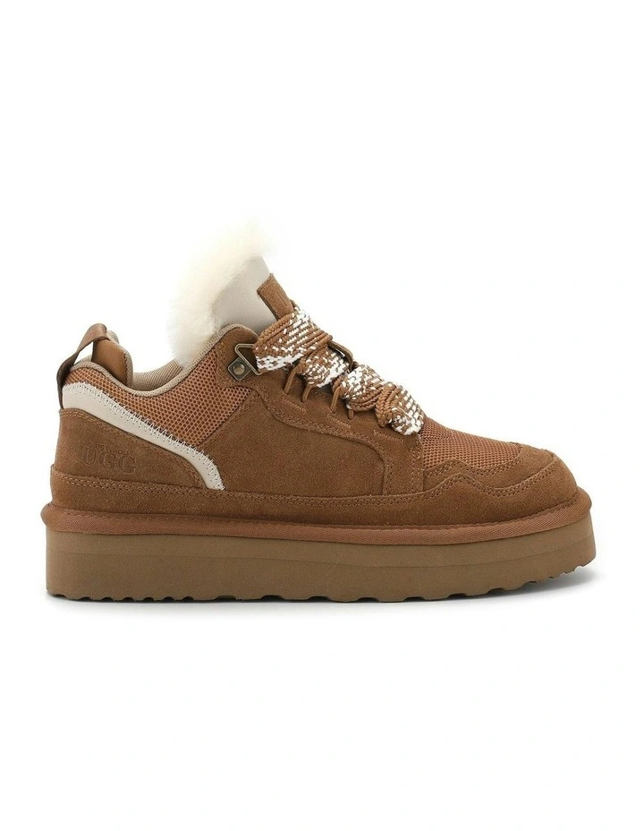 Urban Chic Sheepskin Wool Lace-Up Sneakers in Brown image 5