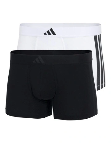 Active Flex Cotton 3 Stripes Low Rise Trunk Underwear 2 Pack in Black/White