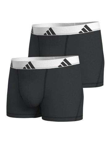Active Flex Cotton Trunk Underwear 2 Pack in Black