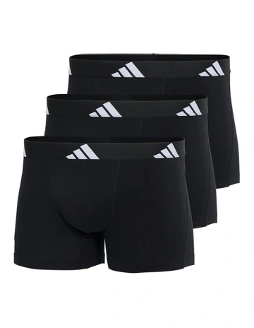 Active Flex Cotton Trunk Underwear 3 Pack in Black