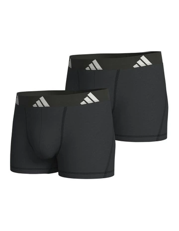 Active Flex Cotton Trunk Underwear 2 Pack in Black