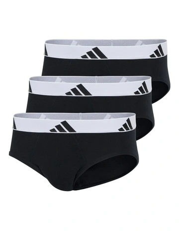 Active Flex Cotton Brief Underwear 3 Pack in Black/White Band