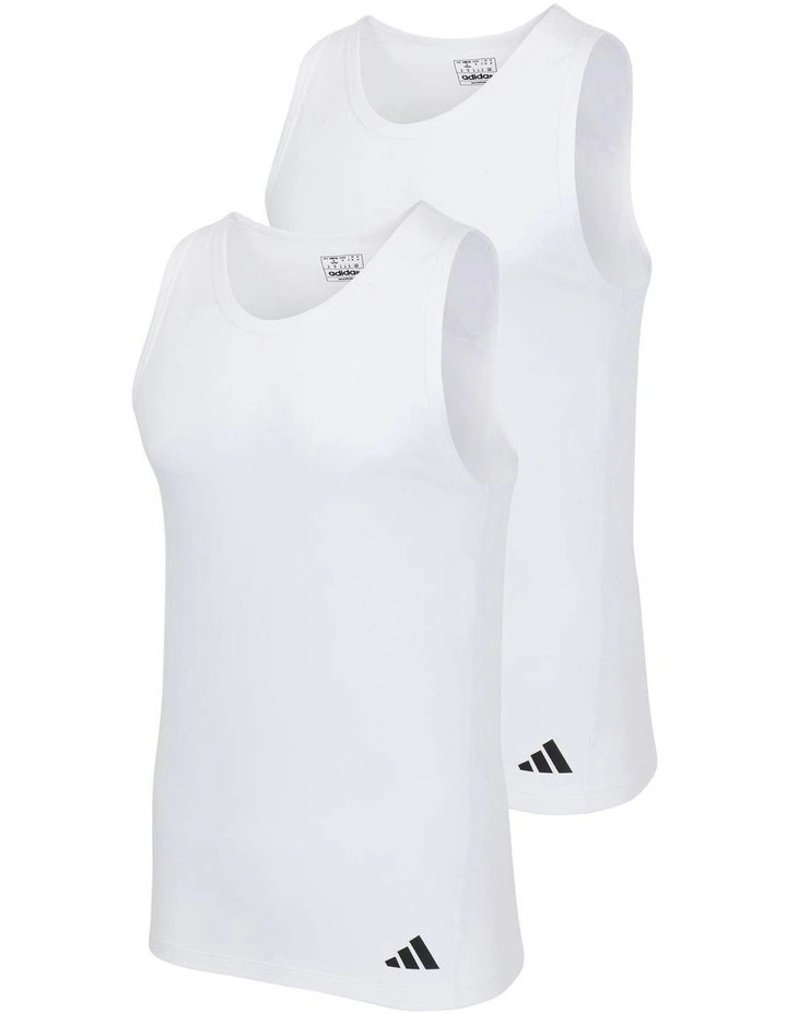 Active Flex Cotton Ergonomic Tank Top 2 Pack in White image 5