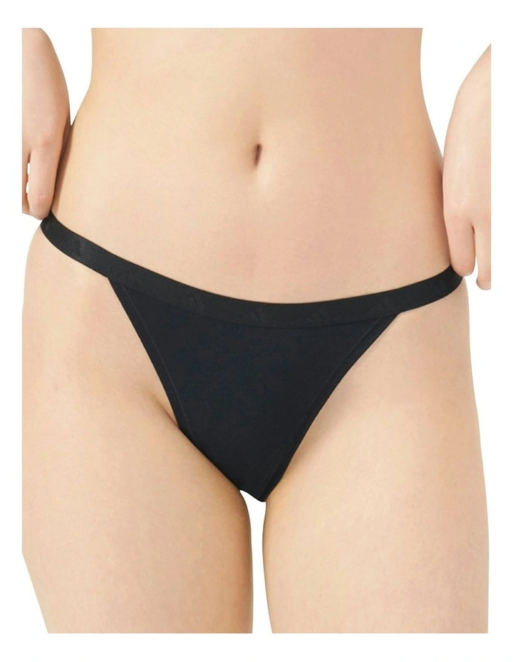Active Essentials Cotton String Bikini Brief in Black image 1