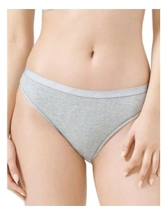 Active Essentials Cotton High Leg Bikini Brief in Grey