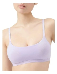 Active Essentials Wirefree Cotton Scoop Bralette in Powder Plum