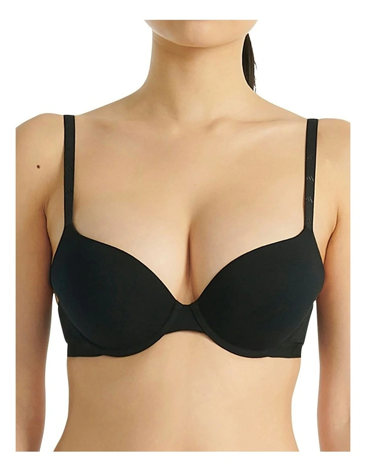 Active Essentials Wired Cotton T-shirt Push Up Bra in Black image 1