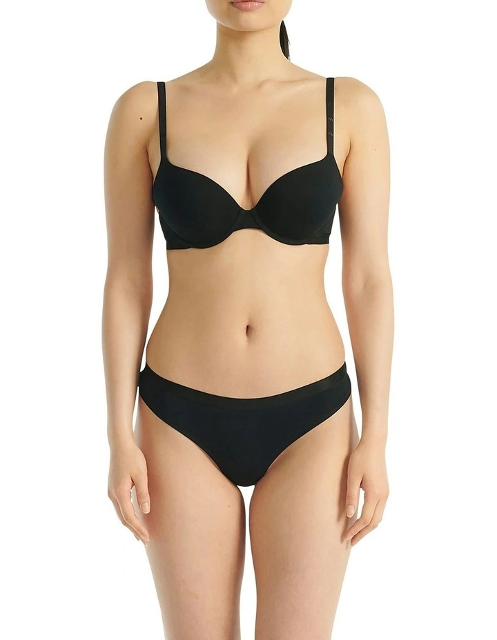 Active Essentials Wired Cotton T-shirt Push Up Bra in Black image 4