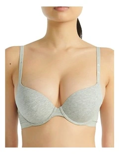 Active Essentials Wired Cotton T-shirt Push Up Bra in Grey