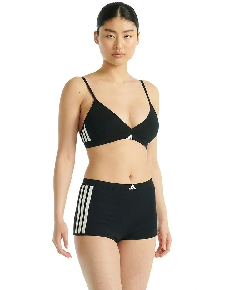 Active Essentials Cotton 3 Stripes Triangle Wrap Bralette in Black image 4