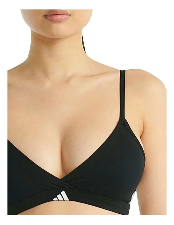 Active Essentials Cotton 3 Stripes Triangle Wrap Bralette in Black image 5