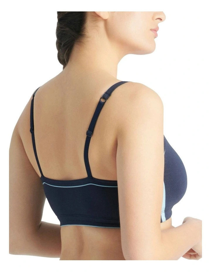 Adicolor Comfort Flex Cotton Scooped Wirefree Padded Bralette in Night Indigo image 2