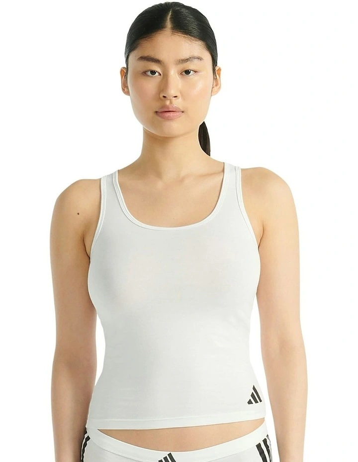 Active Essentials Cotton 3 Stripes Tank Top in White image 1
