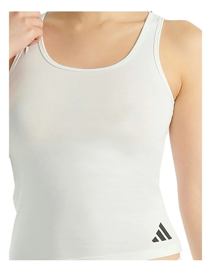 Active Essentials Cotton 3 Stripes Tank Top in White image 5