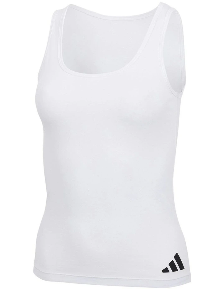 Active Essentials Cotton 3 Stripes Tank Top in White image 6