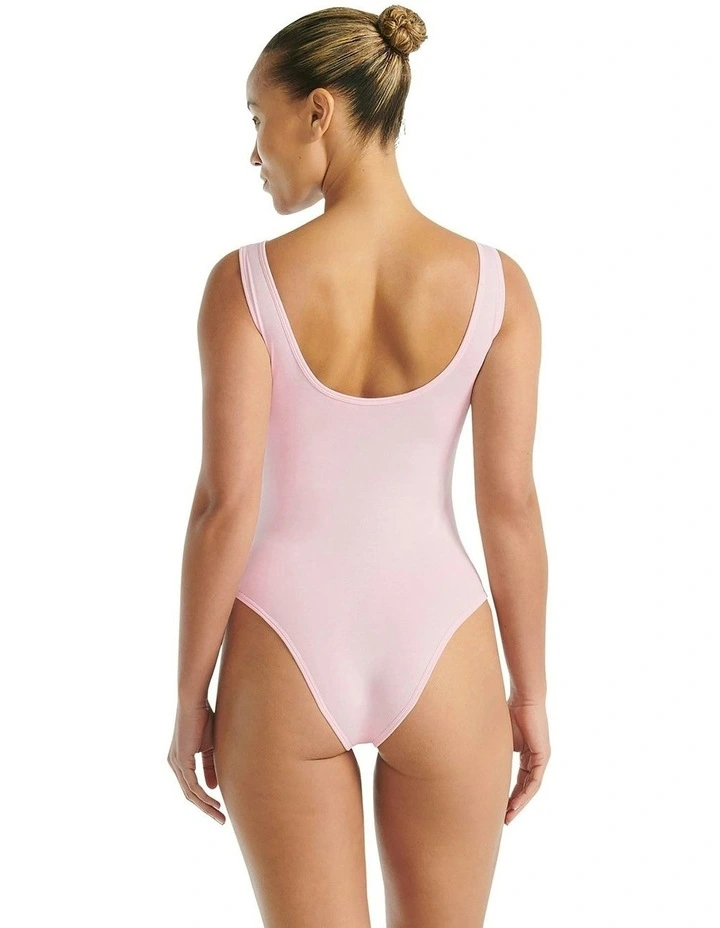 Active Essentials Cotton 3 Stripes Padded Underwear Bodysuit in Clear Pink image 2