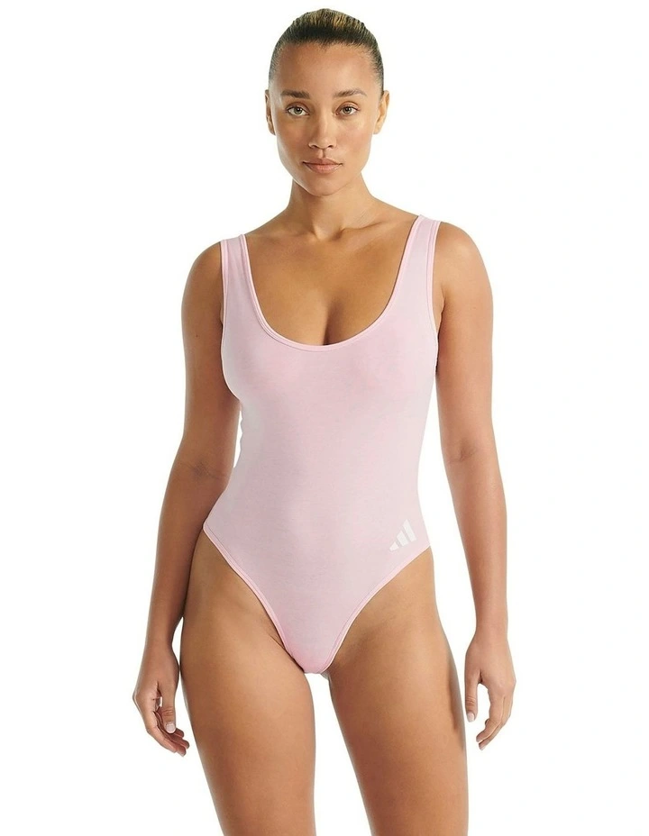 Active Essentials Cotton 3 Stripes Padded Underwear Bodysuit in Clear Pink image 6