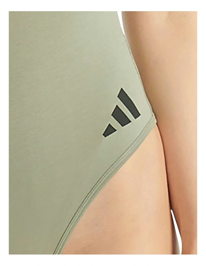 Active Essentials Cotton 3 Stripes Padded Underwear Bodysuit in Green image 5
