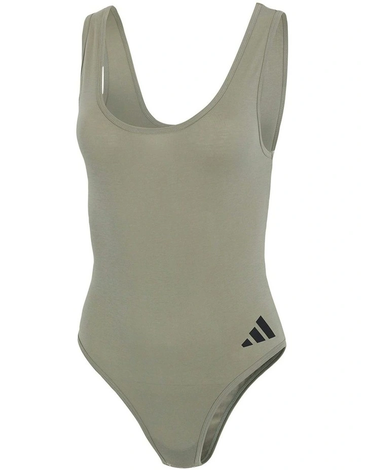 Active Essentials Cotton 3 Stripes Padded Underwear Bodysuit in Green image 7