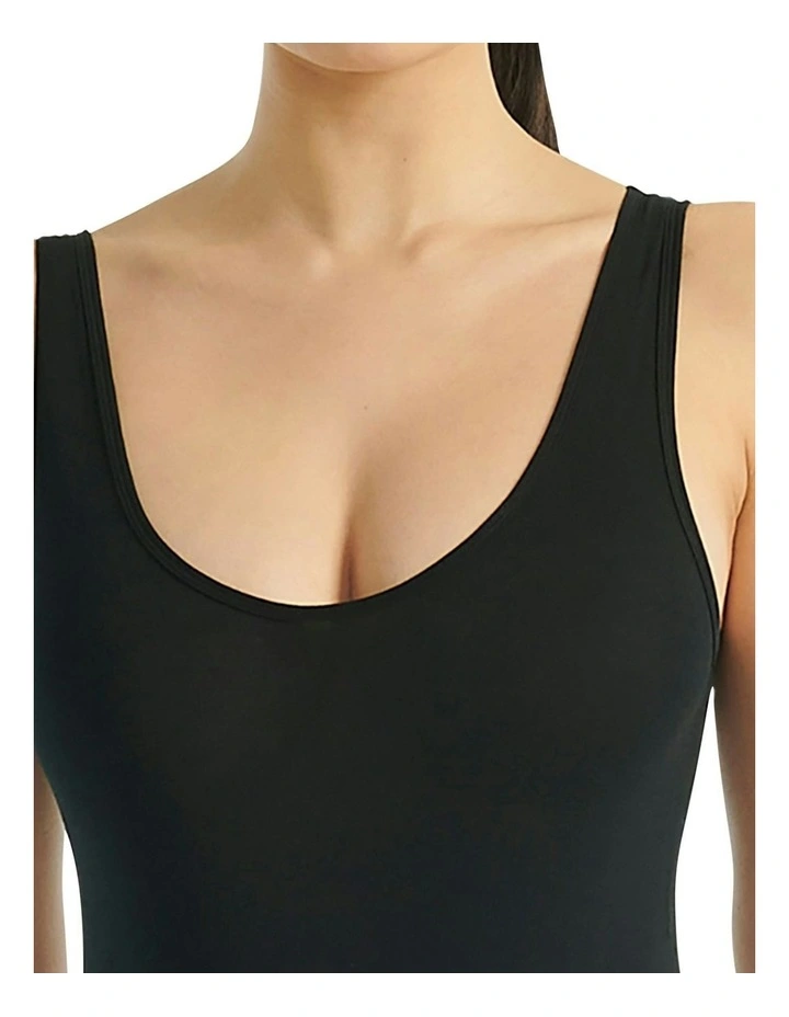 Active Essentials Cotton 3 Stripes Padded Underwear Bodysuit in Black image 4