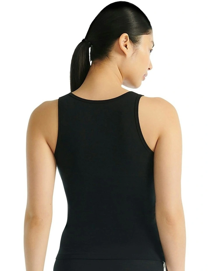 Active Essentials Cotton 3 Stripes Tank Top in Black image 2