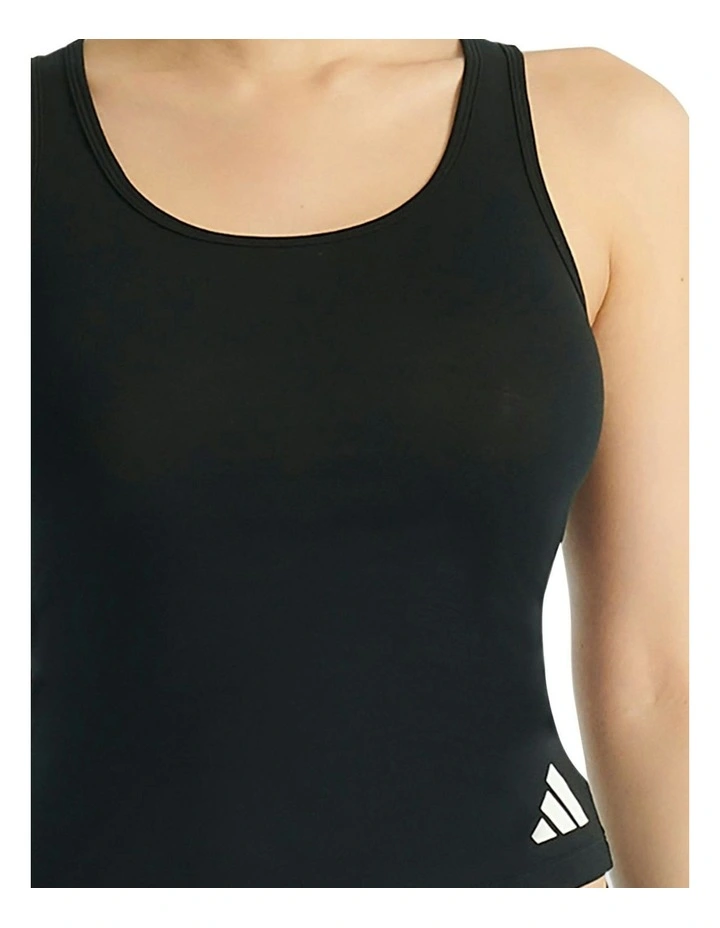 Active Essentials Cotton 3 Stripes Tank Top in Black image 5