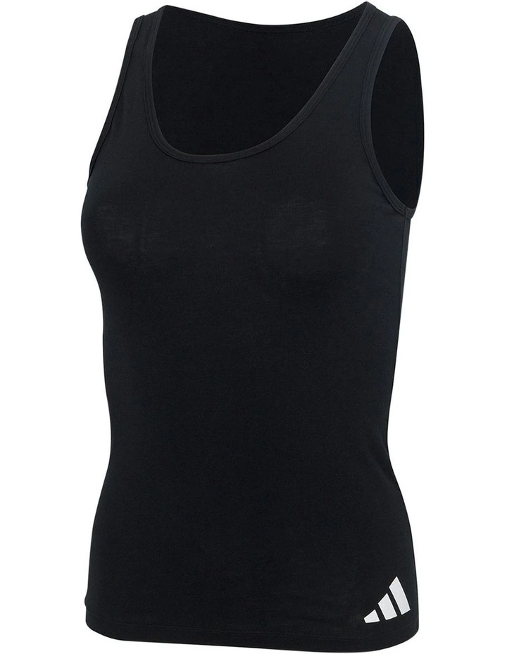 Active Essentials Cotton 3 Stripes Tank Top in Black image 6