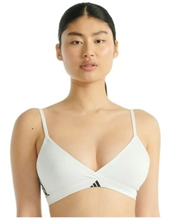 Active Essentials Cotton 3 Stripes Triangle Wrap Bralette in White