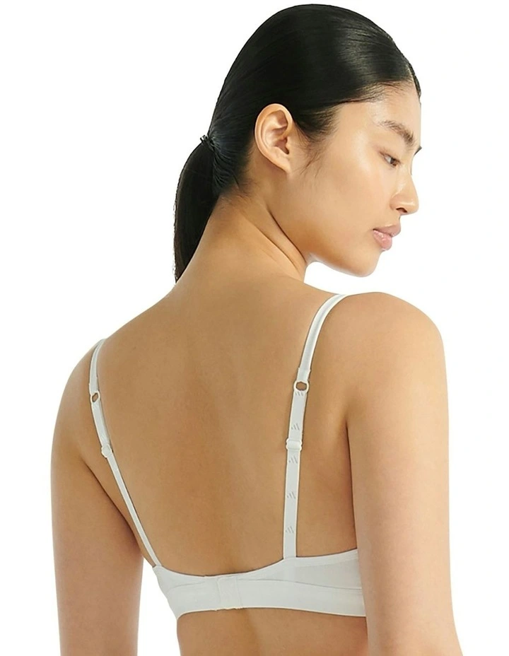 Active Essentials Cotton 3 Stripes Triangle Wrap Bralette in White image 2