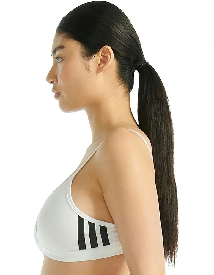Active Essentials Cotton 3 Stripes Triangle Wrap Bralette in White image 3