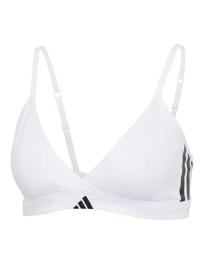 Active Essentials Cotton 3 Stripes Triangle Wrap Bralette in White image 6