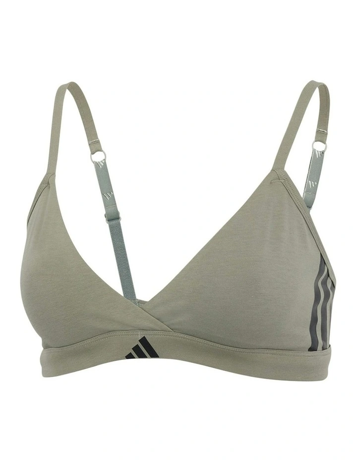Active Essentials Cotton 3 Stripes Triangle Wrap Bralette in Green image 6