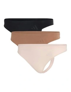 3 Pack Active Seamless Thong Underwear in Assorted