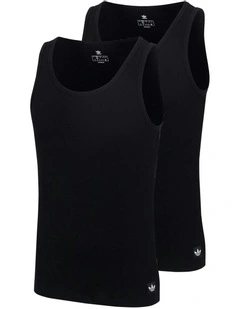 Comfort Cotton Rib Tank Top Pack Of 2 in Black