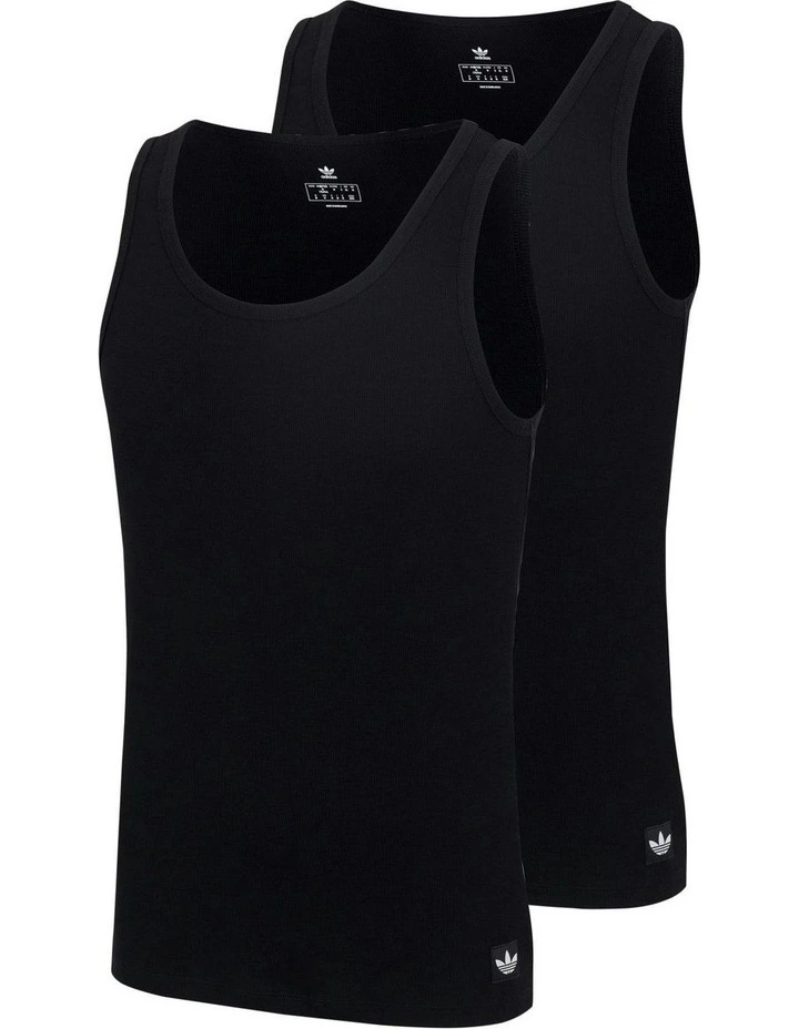 Comfort Cotton Rib Tank Top Pack Of 2 in Black image 1