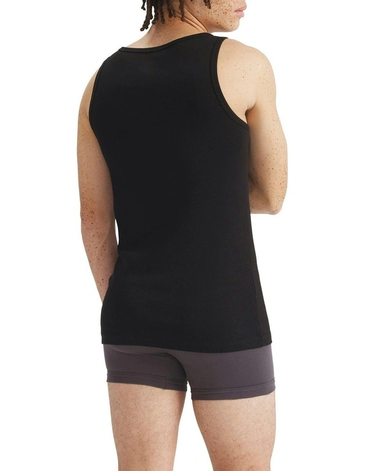 Comfort Cotton Rib Tank Top Pack Of 2 in Black image 3