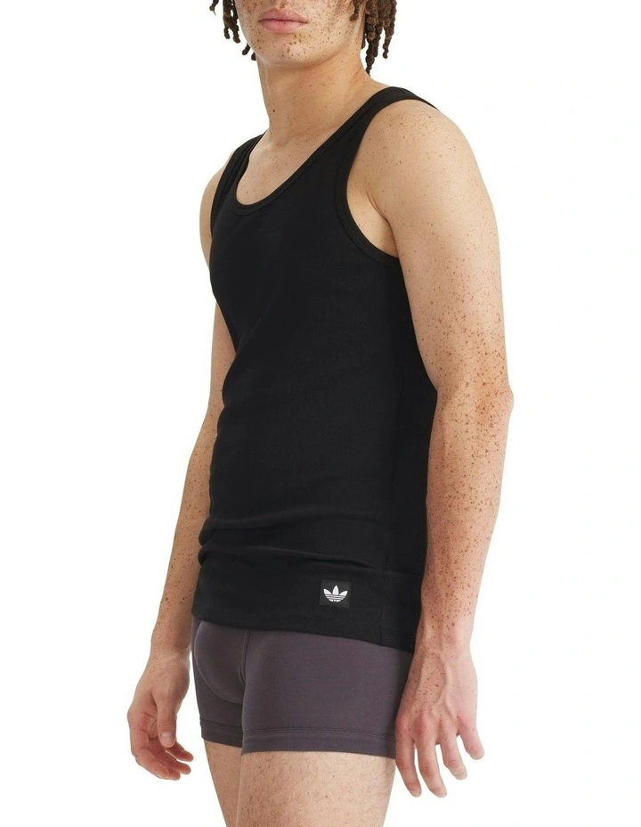 Comfort Cotton Rib Tank Top Pack Of 2 in Black image 4