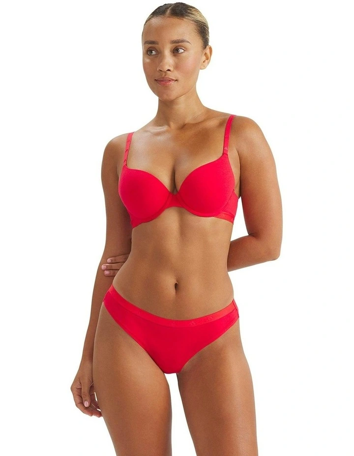 Active Essentials Wired Cotton T-Shirt Push Up Bra in Pure Ruby image 4