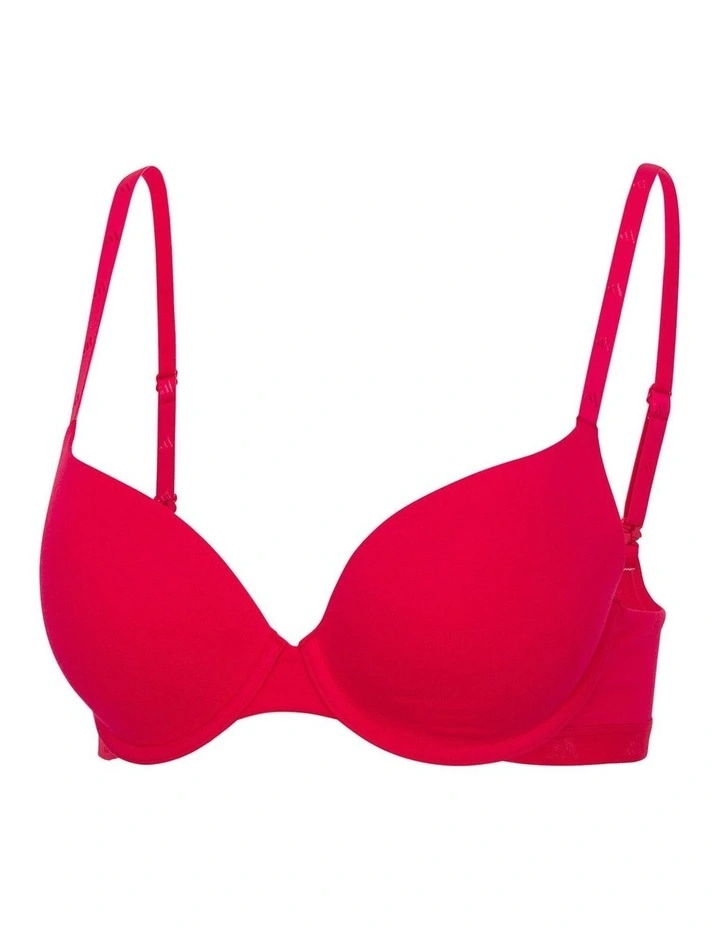 Active Essentials Wired Cotton T-Shirt Push Up Bra in Pure Ruby image 5