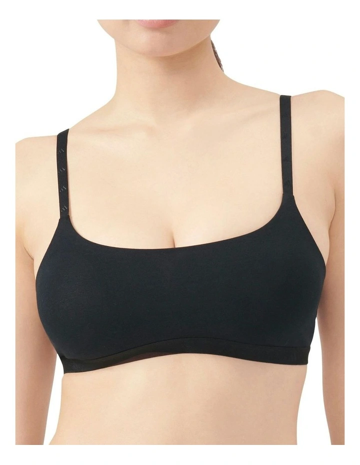 Active Essentials Wirefree Cotton Scoop Bralette in Black image 1
