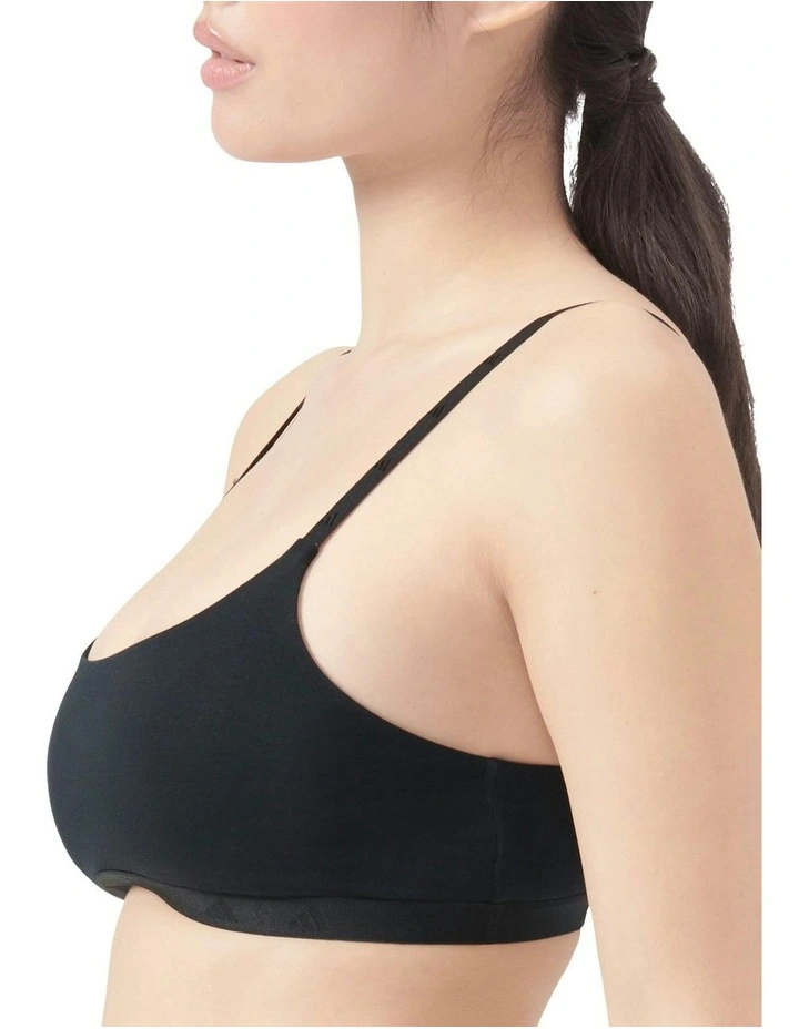 Active Essentials Wirefree Cotton Scoop Bralette in Black image 3