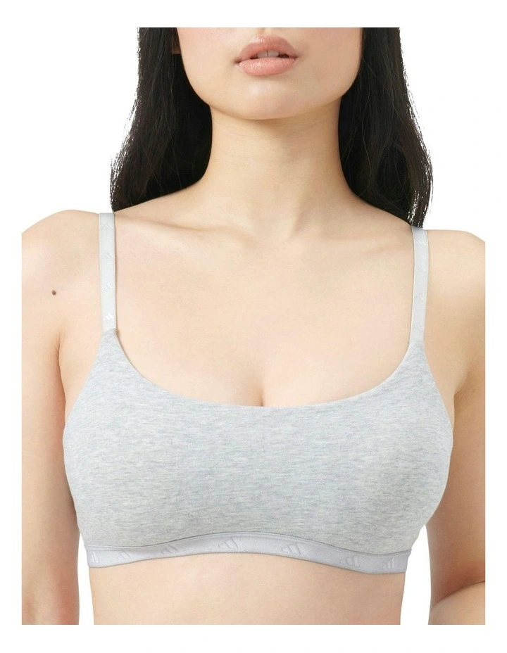 Active Essentials Wirefree Cotton Scoop Bralette in Medium Hthr Grey image 1