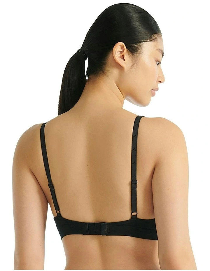 Active Essentials Cotton 3 Stripes Scoop Bralette in Black image 2