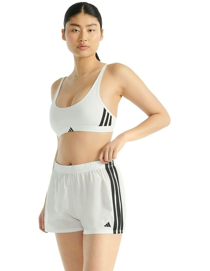 Active Essentials Cotton 3 Stripes Scoop Bralette in White image 4