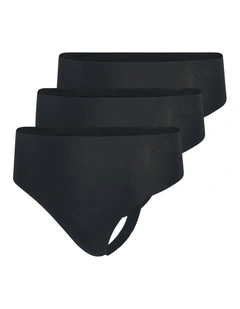 Active Micro Flex High Waist Thong Underwear 3 Pack in Black