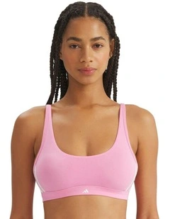 Active Essentials Cotton 3 Stripes Scoop Bralette in St Tropic Bloom