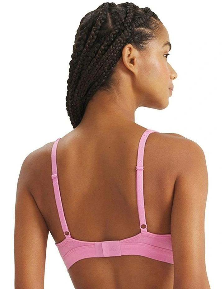 Active Essentials Cotton 3 Stripes Scoop Bralette in St Tropic Bloom image 2