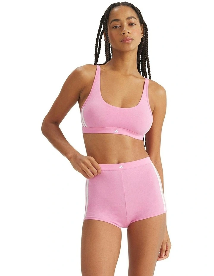 Active Essentials Cotton 3 Stripes Scoop Bralette in St Tropic Bloom image 4
